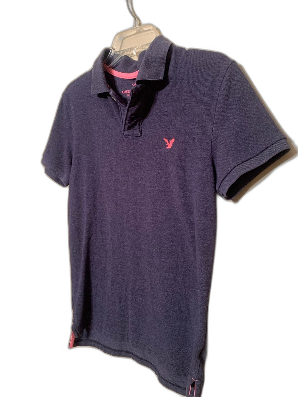 American Eagle Outfitters Navy Polo with Pink Logo